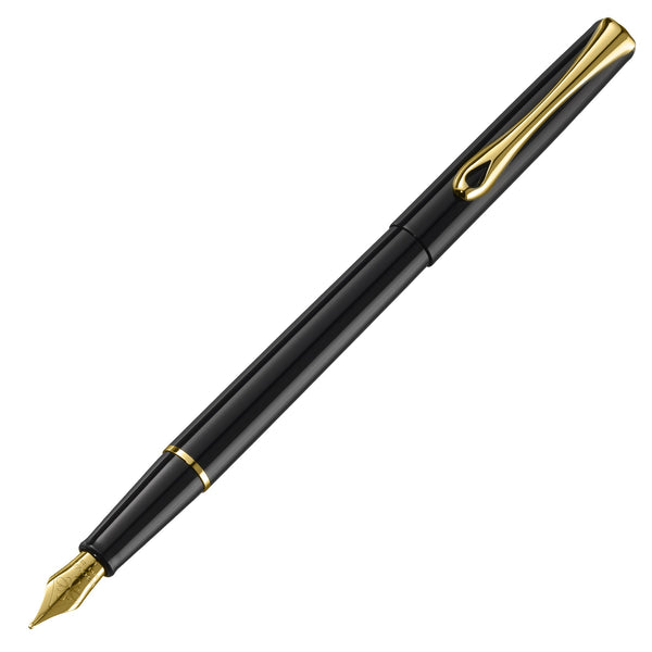 Load image into Gallery viewer, Diplomat Traveller Black Lacquer with Gold Trim Fountain Pen