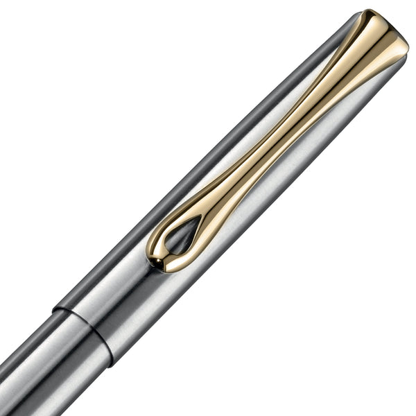 Load image into Gallery viewer, Diplomat Traveller Stainless Steel with Gold Trim Fountain Pen