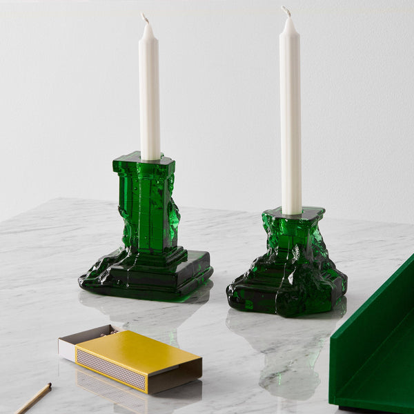 Load image into Gallery viewer, Kosta Boda Rocky Baroque Candlestick Emerald Green Medium