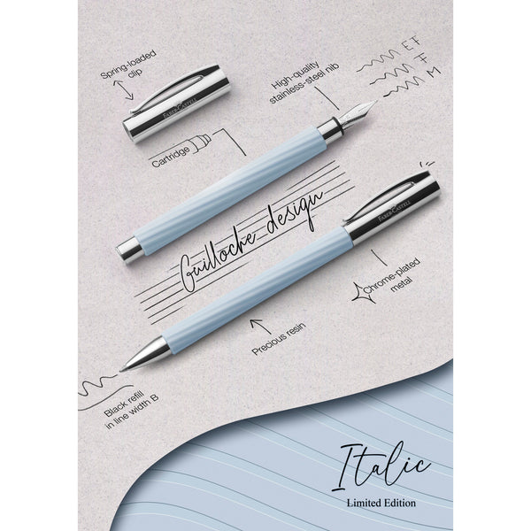 Load image into Gallery viewer, Faber-Castell Ambition Ballpoint Pen, Italic Ice Blue