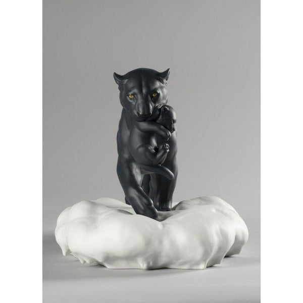 Load image into Gallery viewer, Lladro Black Panther with Cub Figurine