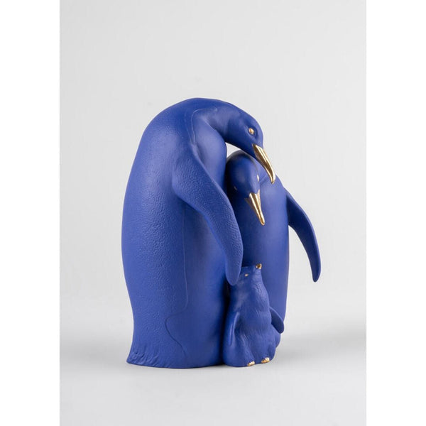 Load image into Gallery viewer, Lladro Penguin Family Sculpture - Limited Edition - Blue and Gold