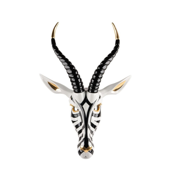 Load image into Gallery viewer, Lladro Antelope Mask - Black and Gold Sculpture
