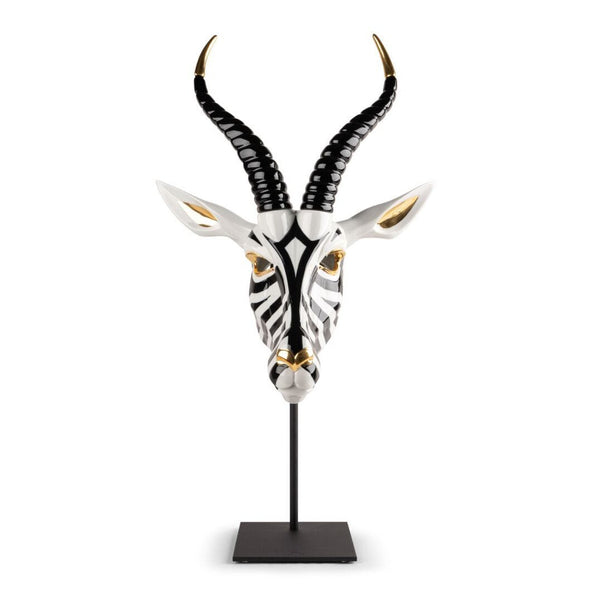 Load image into Gallery viewer, Lladro Antelope Mask - Black and Gold Sculpture