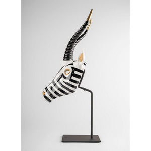 Lladro Antelope Mask - Black and Gold Sculpture