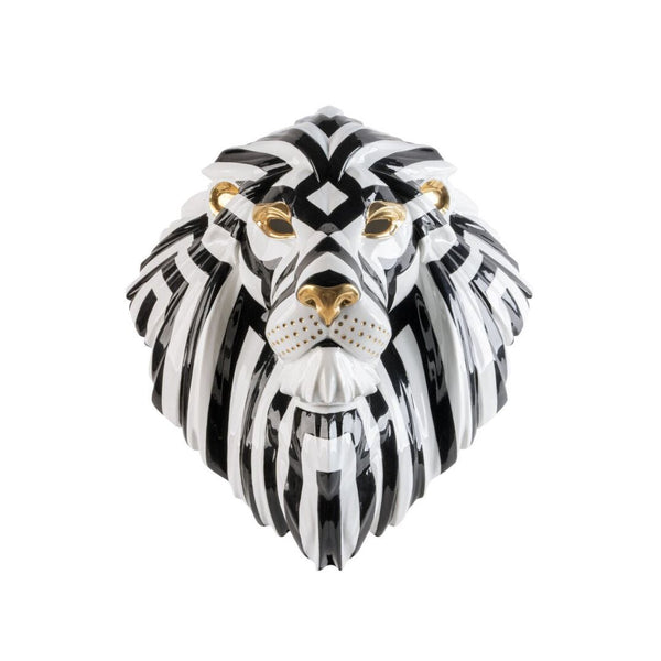 Load image into Gallery viewer, Lladro Lion Mask (Black & Gold) Sculpture
