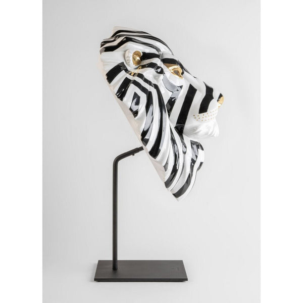 Load image into Gallery viewer, Lladro Lion Mask (Black & Gold) Sculpture