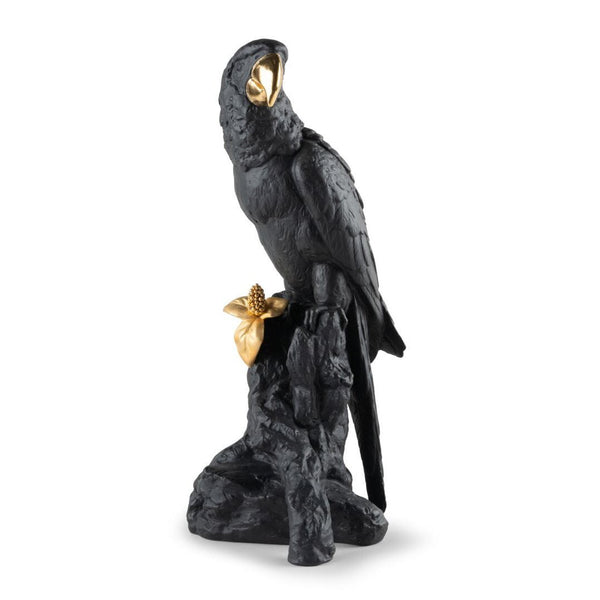 Load image into Gallery viewer, Lladro Macaw Bird Sculpture - Black & Gold - Limited Edition