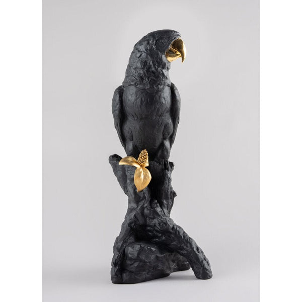 Load image into Gallery viewer, Lladro Macaw Bird Sculpture - Black & Gold - Limited Edition
