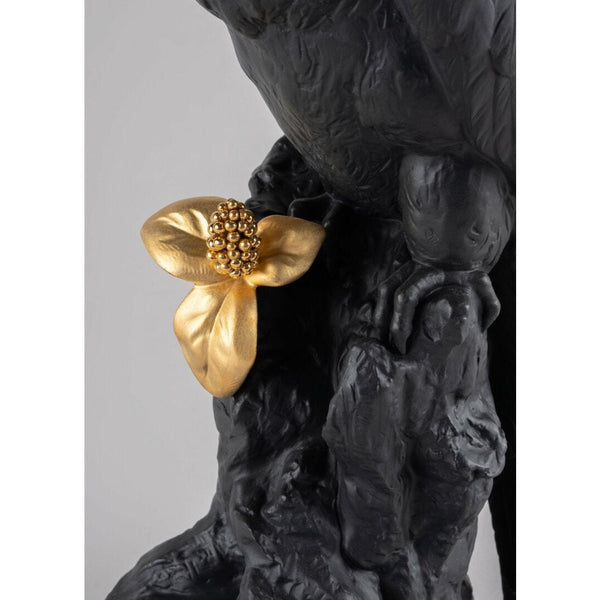 Load image into Gallery viewer, Lladro Macaw Bird Sculpture - Black & Gold - Limited Edition