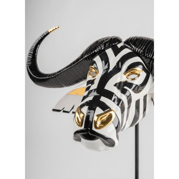 Load image into Gallery viewer, Lladro Buffalo mask (Black & Gold) Sculpture