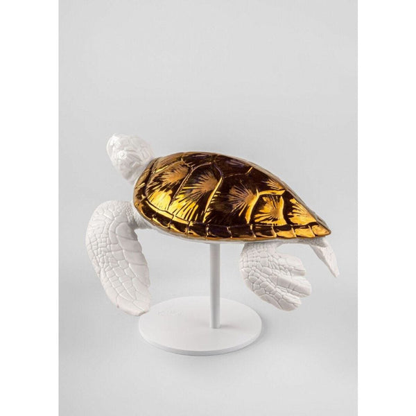 Load image into Gallery viewer, Lladro Sea Turtle II (white - copper) Sculpture