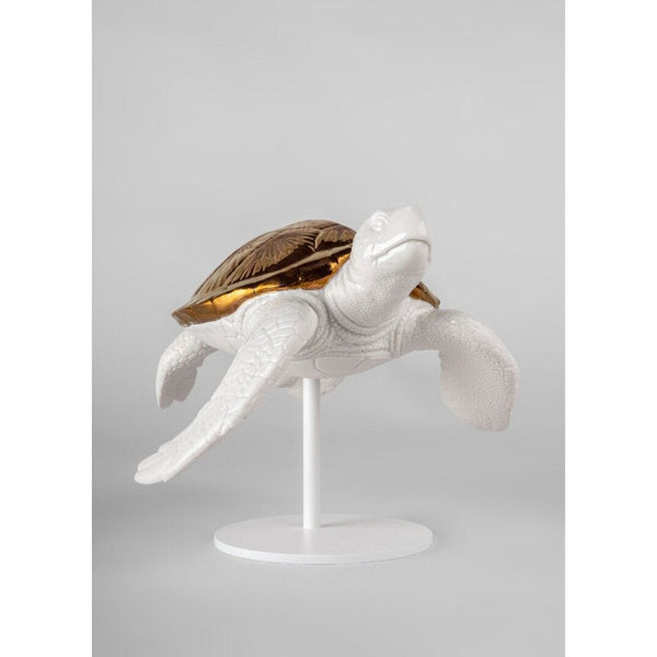 Load image into Gallery viewer, Lladro Sea Turtle II (white - copper) Sculpture