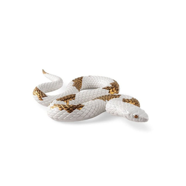 Load image into Gallery viewer, Lladro Snake Sculpture - White - Copper