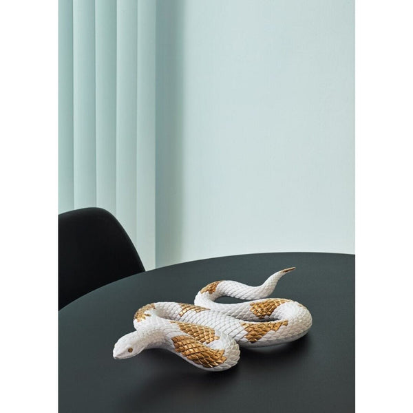 Load image into Gallery viewer, Lladro Snake Sculpture - White - Copper