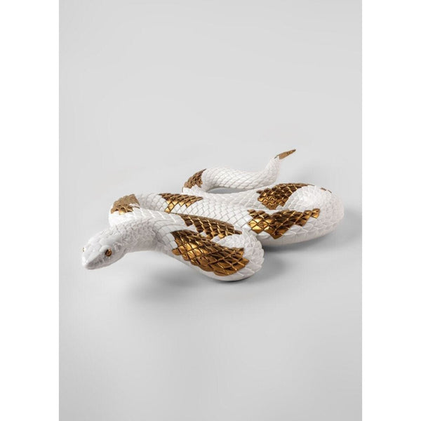 Load image into Gallery viewer, Lladro Snake Sculpture - White - Copper