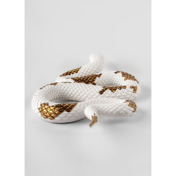 Load image into Gallery viewer, Lladro Snake Sculpture - White - Copper