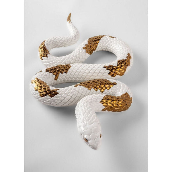 Load image into Gallery viewer, Lladro Snake Sculpture - White - Copper