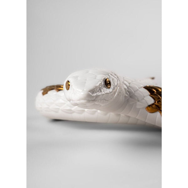 Load image into Gallery viewer, Lladro Snake Sculpture - White - Copper