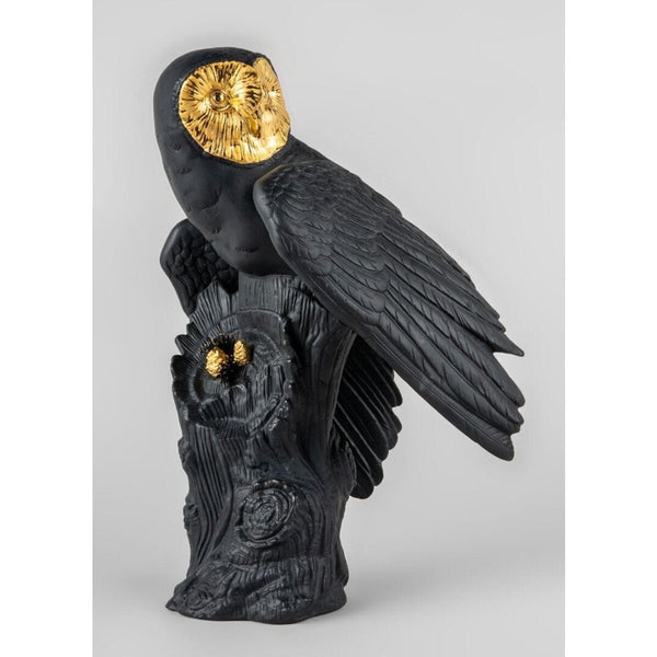Load image into Gallery viewer, Lladro Owl Sculpture - Black & Gold - Limited Edition