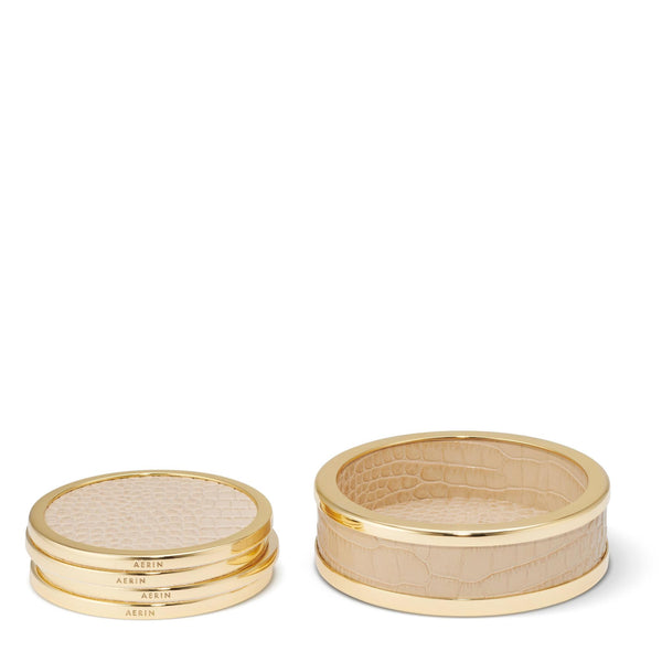 Load image into Gallery viewer, AERIN Colette Croc Leather Coaster, Set of 4