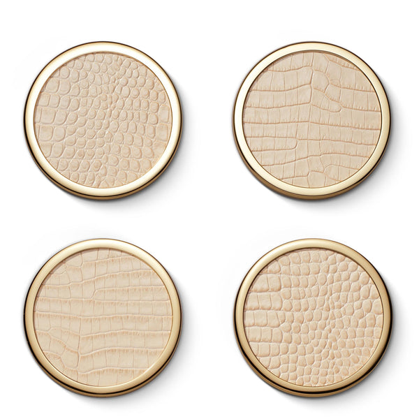 Load image into Gallery viewer, AERIN Colette Croc Leather Coaster, Set of 4