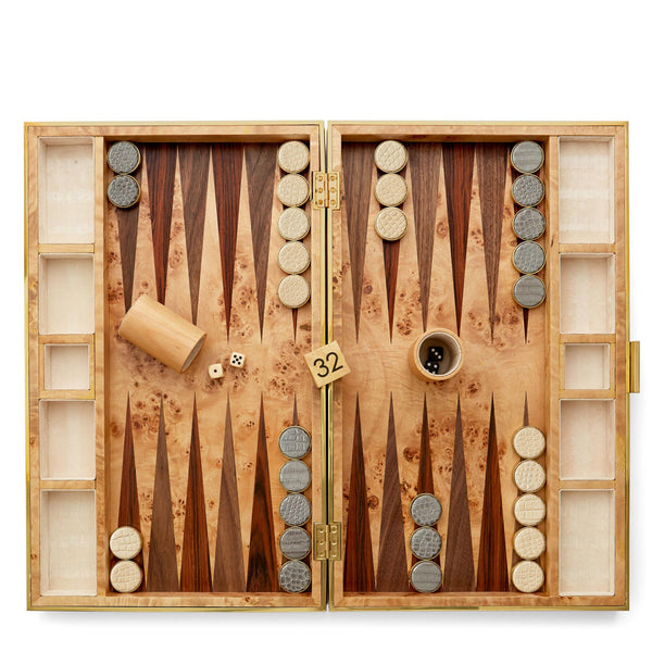Load image into Gallery viewer, AERIN Croc Leather Backgammon Set