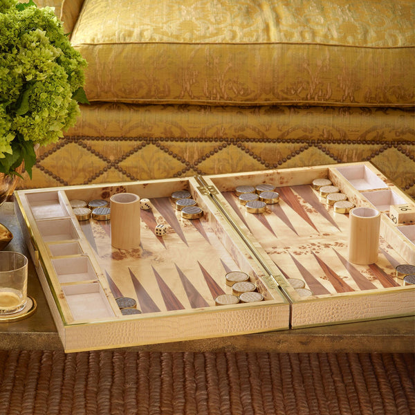 Load image into Gallery viewer, AERIN Croc Leather Backgammon Set