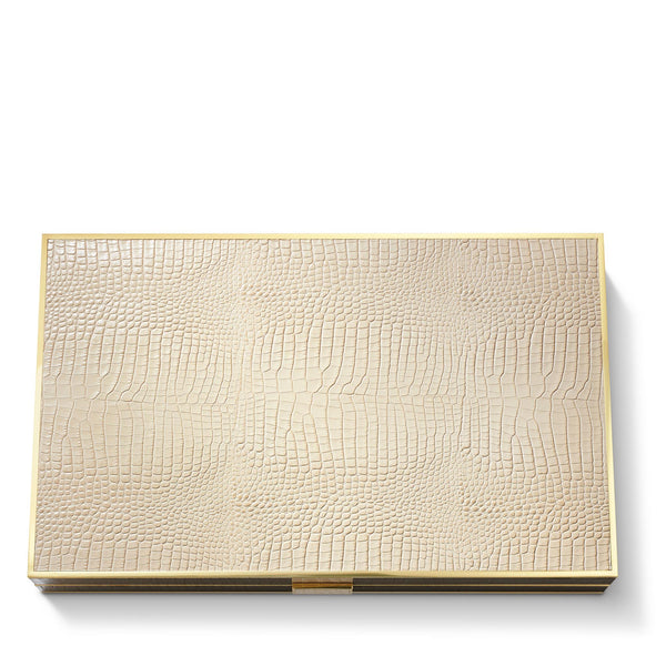 Load image into Gallery viewer, AERIN Croc Leather Backgammon Set