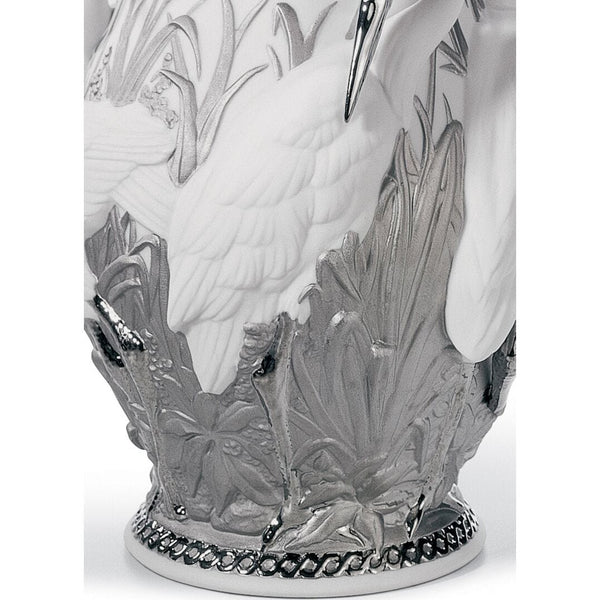 Load image into Gallery viewer, Lladro Herons' Realm Vase - Silver Lustre