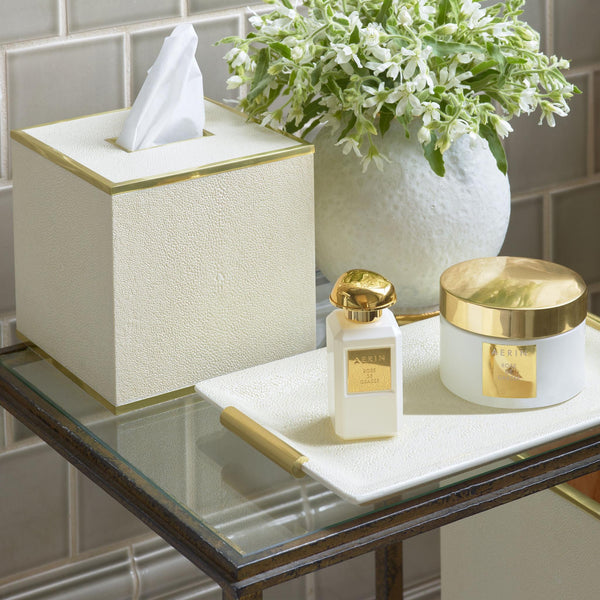 Load image into Gallery viewer, AERIN Classic Shagreen Tissue Box Cover - Cream