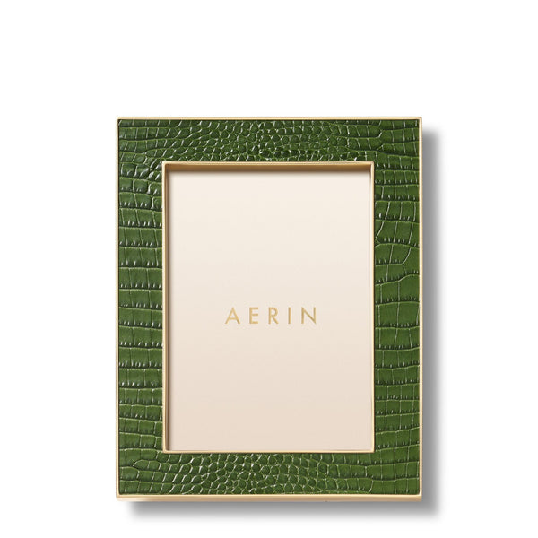 Load image into Gallery viewer, AERIN Classic Croc Leather 5x7 Frame - Verde