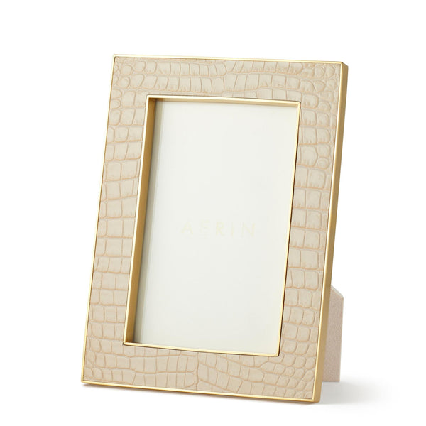Load image into Gallery viewer, AERIN Classic Croc Leather 4x6 Frame - Fawn