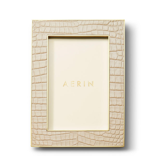 Load image into Gallery viewer, AERIN Classic Croc Leather 4x6 Frame - Fawn