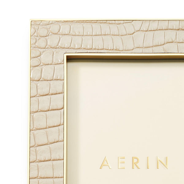 Load image into Gallery viewer, AERIN Classic Croc Leather 4x6 Frame - Fawn