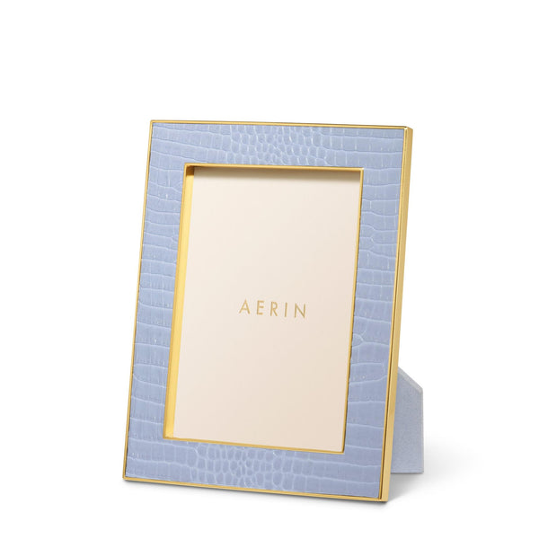 Load image into Gallery viewer, AERIN Classic Croc Leather 5x7 Frame - Hydrangea Blue