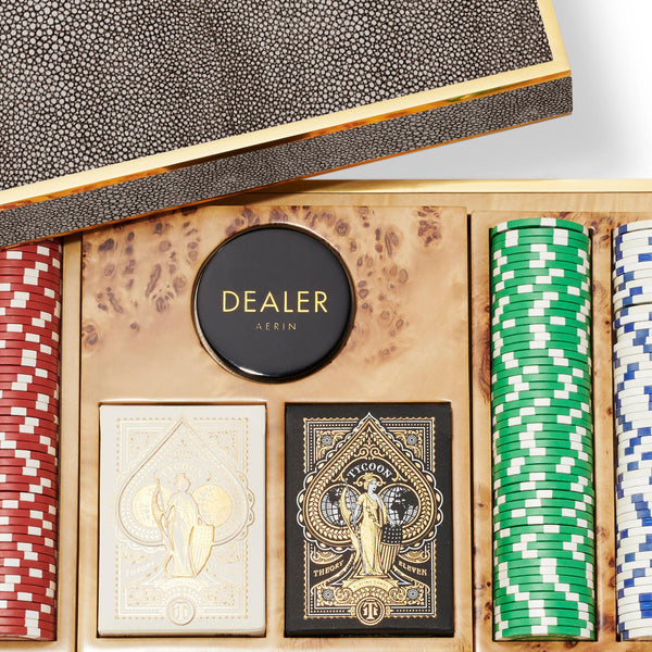 Load image into Gallery viewer, AERIN Shagreen Poker Set - Chocolate