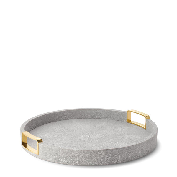 Load image into Gallery viewer, AERIN Carina Shagreen Small Round Tray - Dove