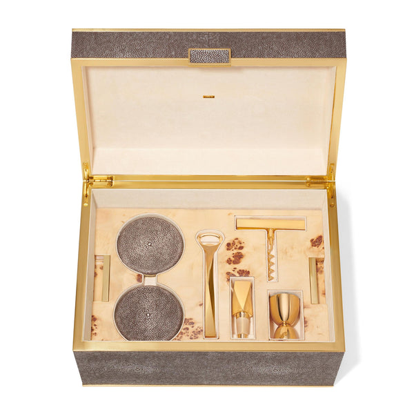 Load image into Gallery viewer, AERIN Classic Shagreen Bar Set - Chocolate
