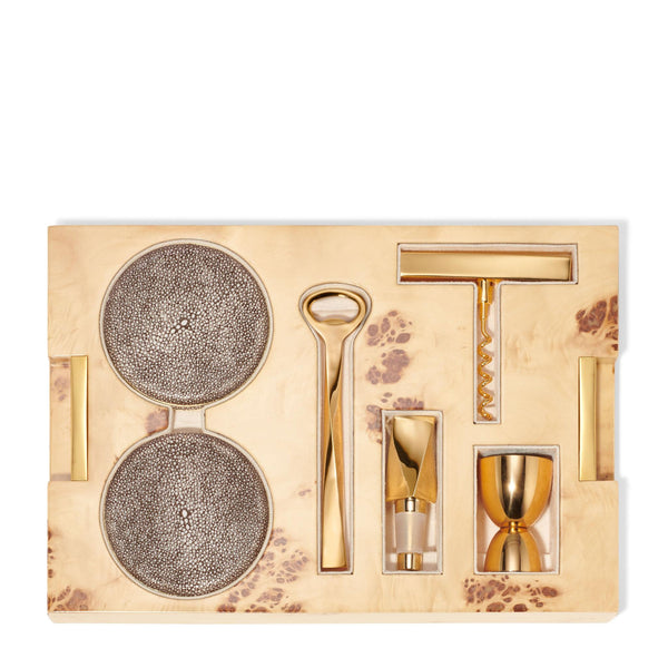 Load image into Gallery viewer, AERIN Classic Shagreen Bar Set - Chocolate