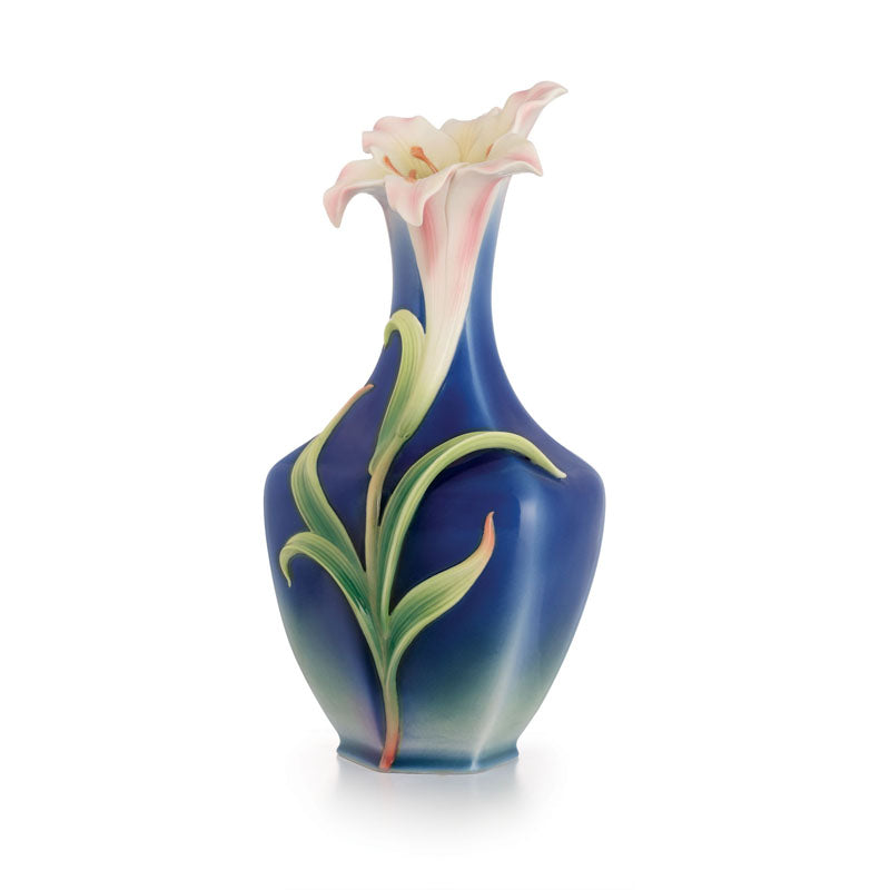 Franz Porcelain Lily Flower Sculptured Porcelain Mid Size Vase