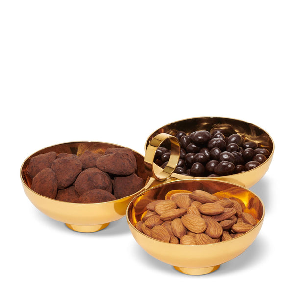 Load image into Gallery viewer, AERIN Sintra 3-Bowl Server - Gold