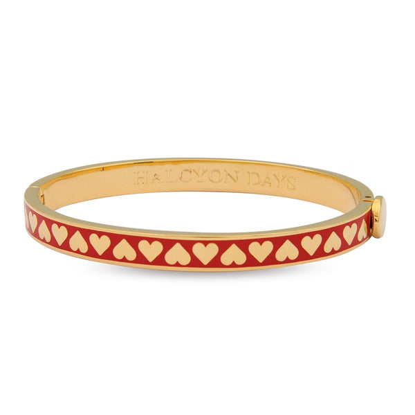 Load image into Gallery viewer, Halcyon Days &quot;Skinny Heart Red &amp; Gold&quot; Bangle
