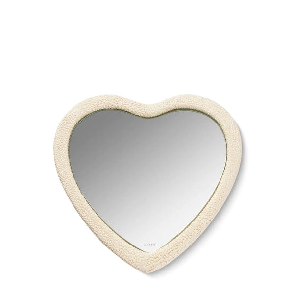 Load image into Gallery viewer, AERIN Shagreen Heart Hand Mirror, Cream