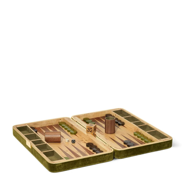 Load image into Gallery viewer, AERIN Velvet Backgammon, Moss