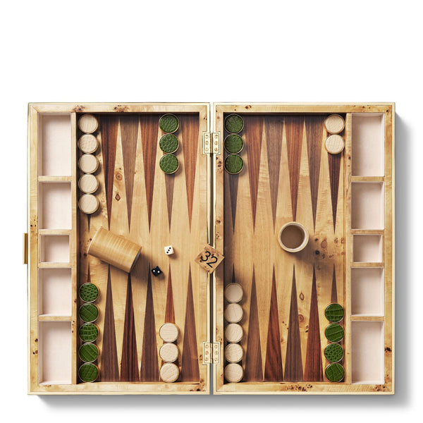 Load image into Gallery viewer, AERIN Croc Leather Backgammon Set - Verde