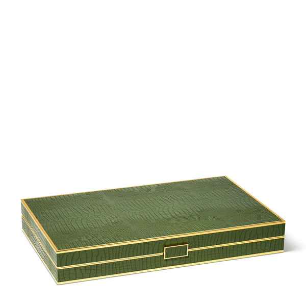 Load image into Gallery viewer, AERIN Croc Leather Backgammon Set - Verde