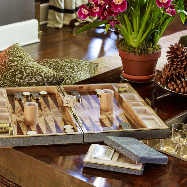 Load image into Gallery viewer, AERIN Shagreen Backgammon Set - Chocolate