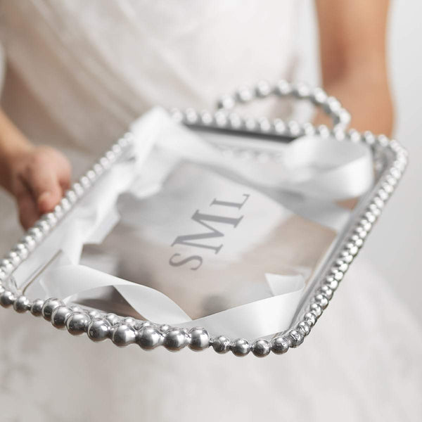 Load image into Gallery viewer, Mariposa Pearled Medium Service Tray