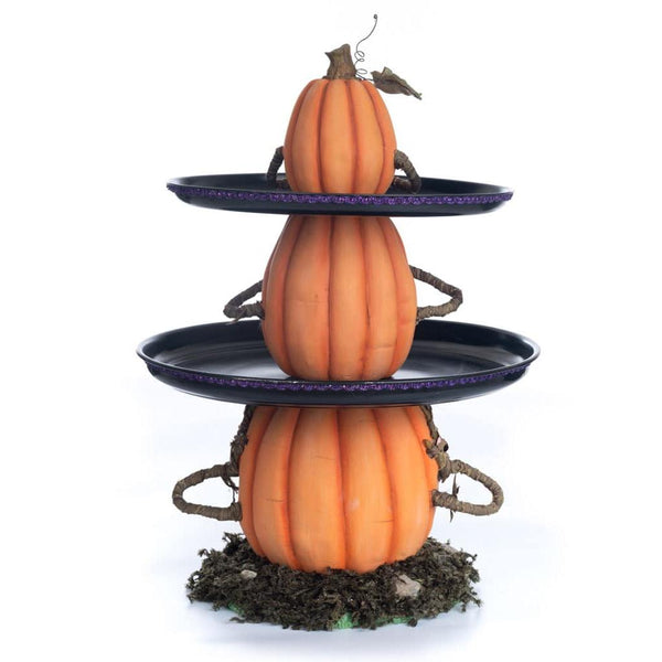 Load image into Gallery viewer, Katherine's Collection Three Wise Pumpkins Tiered Tray